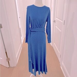 Pretty blue patterned  maxi wrap  dress